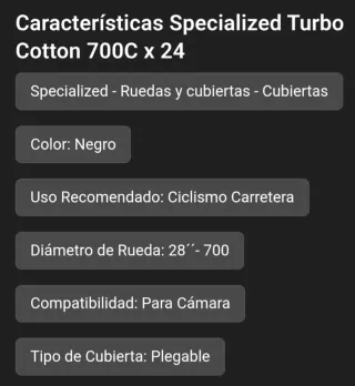 Specialized Turbo Cotton 700x24 Cubiertas