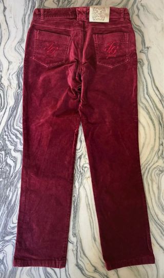 Pantalones Jota + Ge Velour Burdeos