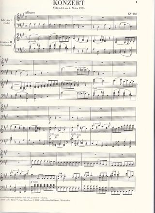 Mozart. Klavierkonzert. A-dur KV-488.Para 2 pianos