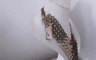 Collana vintage 4 fili catene bicolori marrone/oro