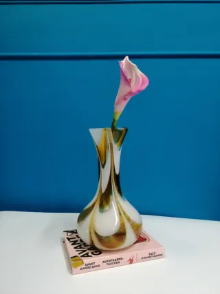 Vaso Murano caramello e bianco