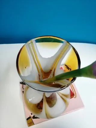 Vaso Murano caramello e bianco