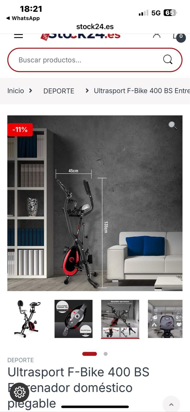 Bici Estática Plegable Ultra Sport usada 2 veces