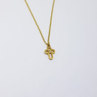Cadena Fina Oro 18K Cruz Circonita