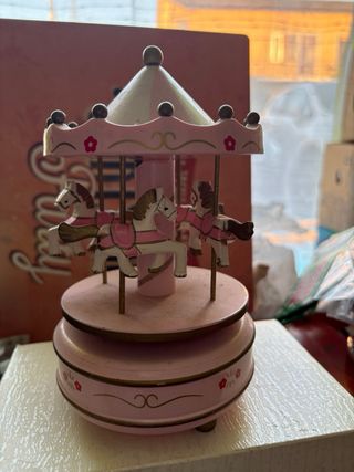 Carillon antico giostra cavalli rosa