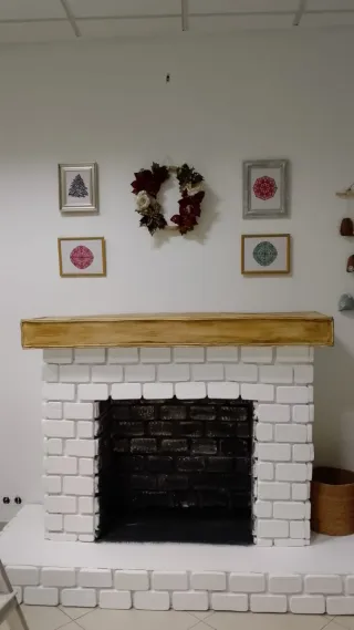 Chimenea Decorativa Navidad Blanca y Negra