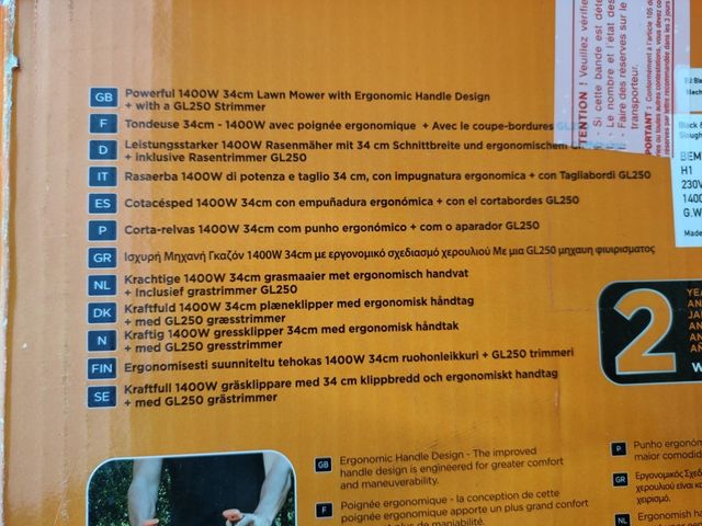 Tagliaerba Elettrico BLACK+DECKER 1400W 34cm