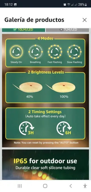 Tira LED Solar 20M Exterior IP65 Control Remoto