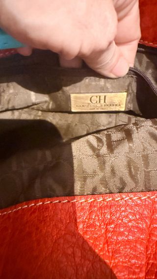 Bolso Piel Carolina Herrera Rojo y Dorado