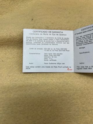 Moneda Plata 500 Escudos Portugal 2000