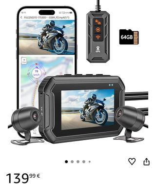 Dashcam Moto 64GB GPS
