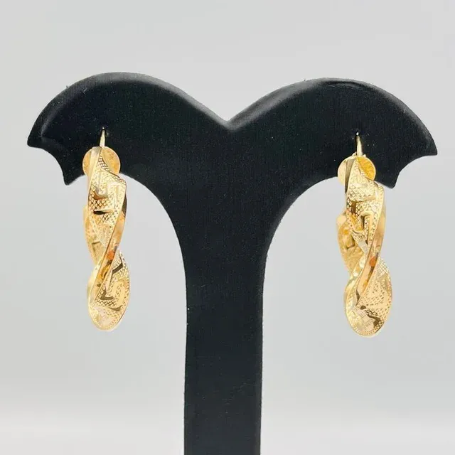 Pendientes Aro Rizados Diseño Greca 18K