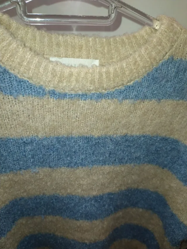 Jersey Zara niña rayas beige y azul Talla M