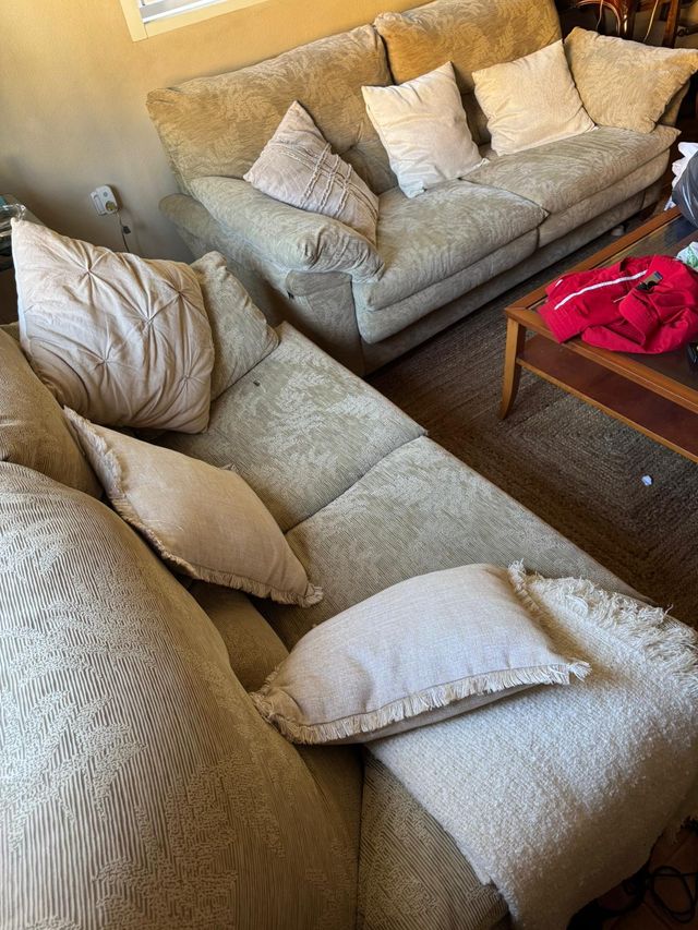 Conjunto 2 sofás 3 plazas beige