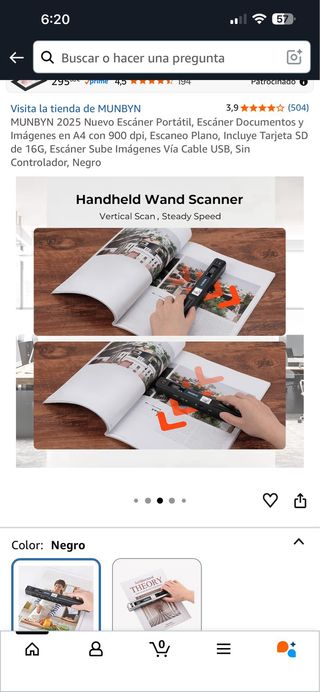 Escáner Portátil MUNBYN 2025 Negro/Blanco