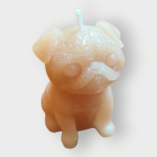 Vela artesanal Pug (Beige y Gris)