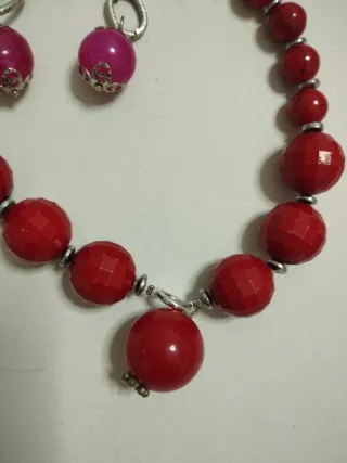 Parure collana e orecchini rossi