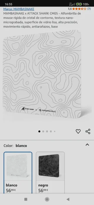 Alfombrilla ratón MAMBASNAKE x ATTACK SHARK CM05.