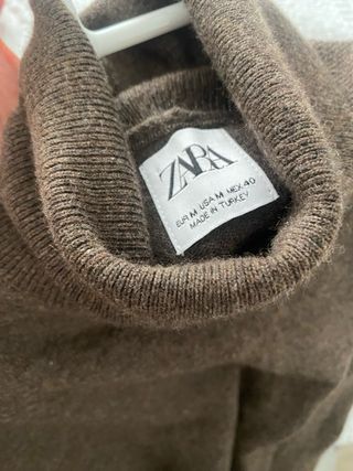 Jersey Zara Cuello Alto Marrón Talla M