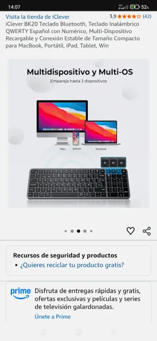 Teclado iClever BK20 Bluetooth Español.