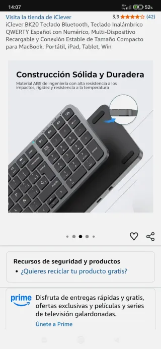 Teclado iClever BK20 Bluetooth Español.