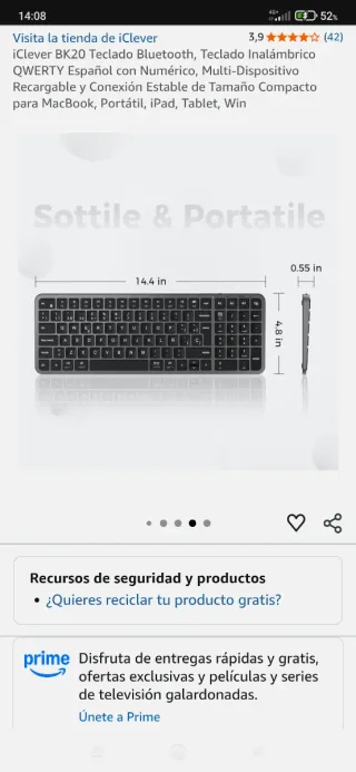 Teclado iClever BK20 Bluetooth Español.