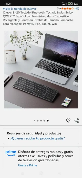 Teclado iClever BK20 Bluetooth Español.