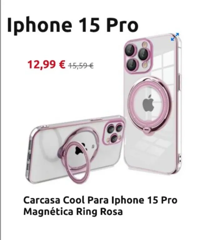 Funda iPhone 15 Pro magnética con Aro Rosa