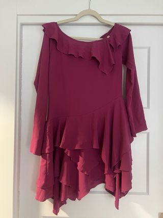 Vestido Denny Rose Morado Volantes