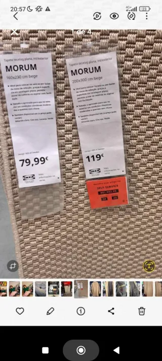 Carpete IKEA bege/cinza tecido/juta
