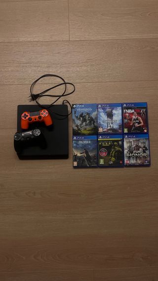 PS4 Slim 1 Tb +2 Mandos + 6 Juegos