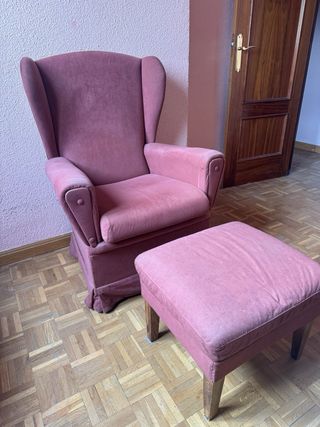 Butaca orejera individual rosa