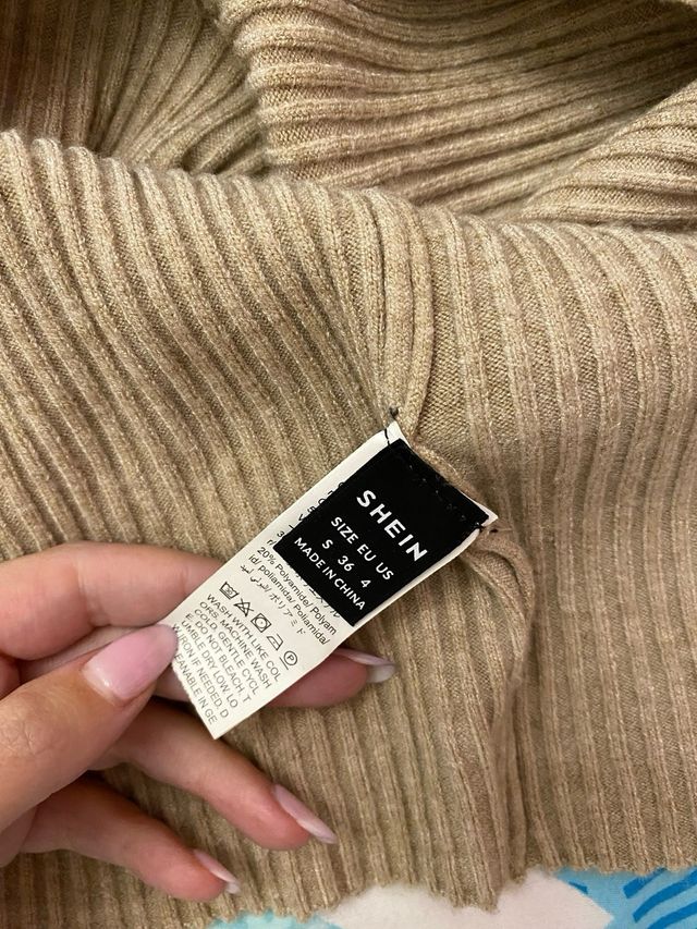 Vestido largo de canalé beige