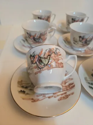 Juego de café porcelana motivos chinos ref 26