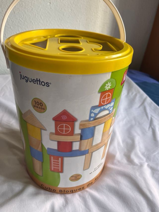 Juguettos Cubo Bloques de Madera 100 Piezas