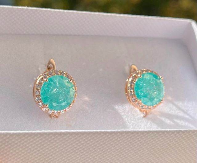 Orecchini placcati oro rosa con pietra turchese