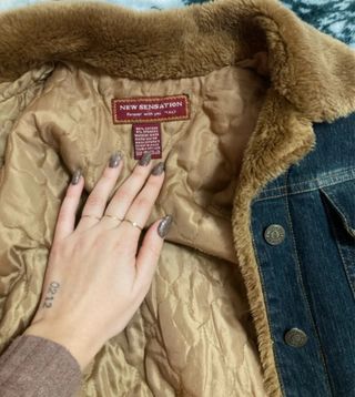 Giacca jeans vintage con pelo