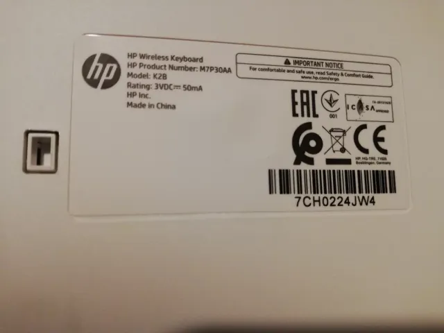 Teclado HP Inalámbrico Blanco