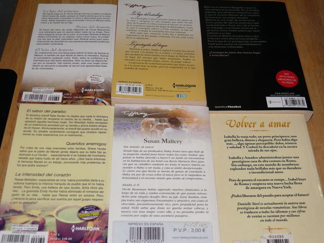 Pack de 6 libros de literatura romántica.