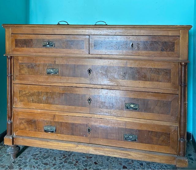 Cassettiera d'epoca in legno (da restaurare)