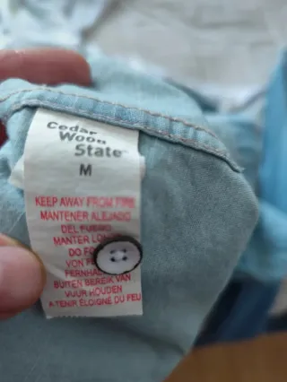 Camisa vaquera azul/verde manga corta