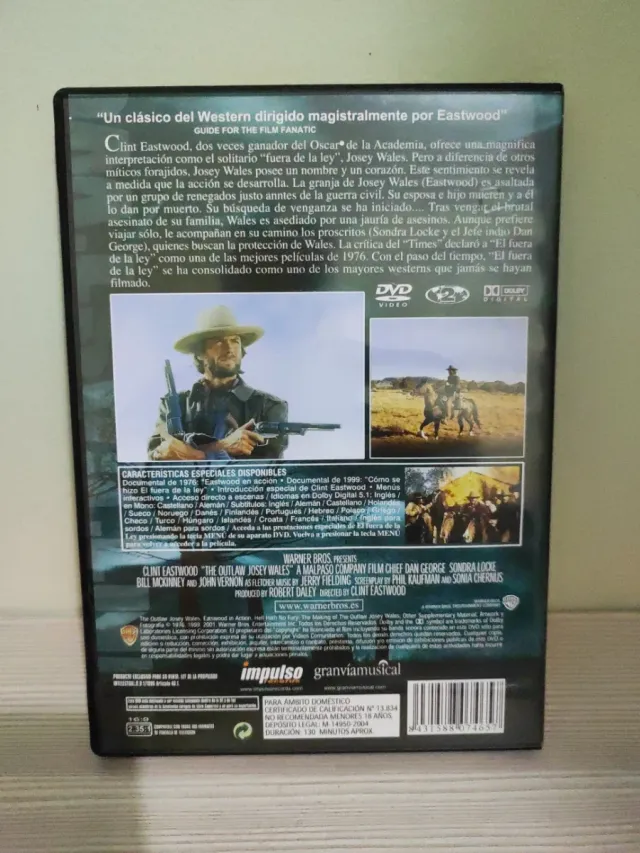 DVD El Fuera de la Ley - Clint Eastwood