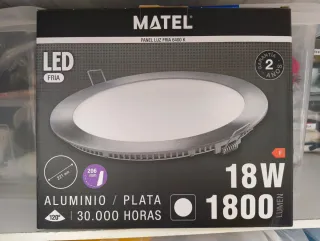 Panel LED Techo Matel 18W Frío Plata