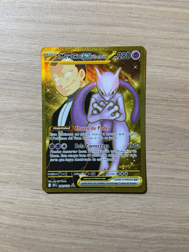 Carta Pokémon Mewtwo EX Team Rocket Dorada