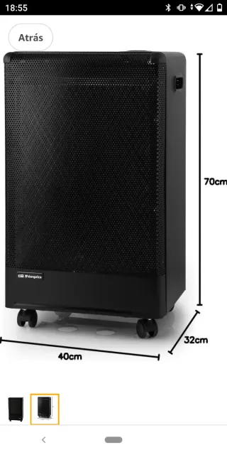 Estufa de gas Orbegozo negra