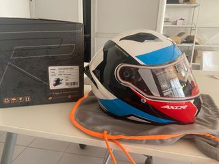 Casco AXOR Hunter Turbo Blanco Rojo Azul Talla L