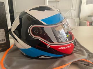 Casco AXOR Hunter Turbo Blanco Rojo Azul Talla L