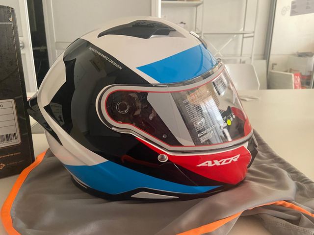 Casco AXOR Hunter Turbo Blanco Rojo Azul Talla L