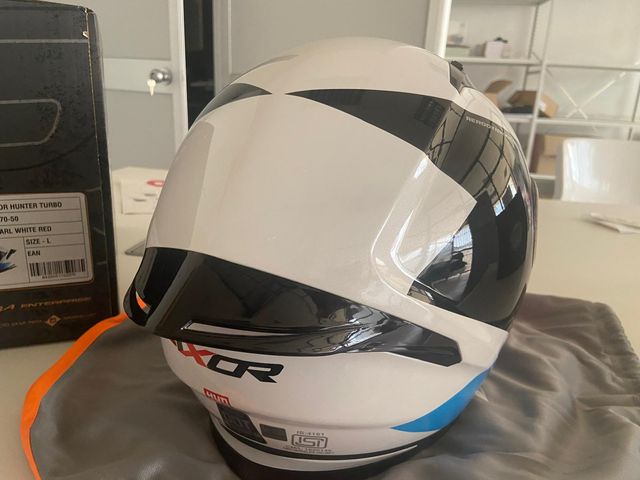 Casco AXOR Hunter Turbo Blanco Rojo Azul Talla L