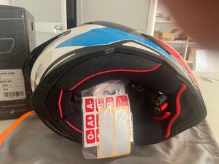 Casco AXOR Hunter Turbo Blanco Rojo Azul Talla L
